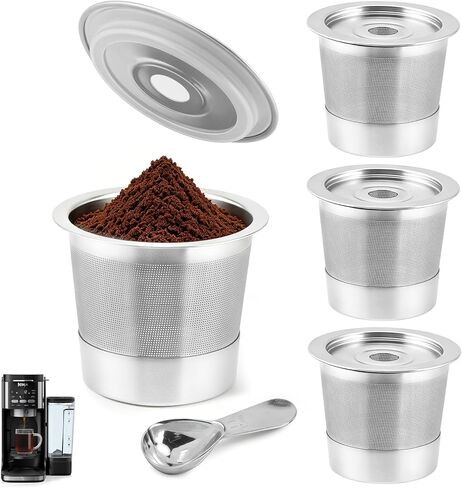 4 Pack Reusable K Cups and Coffee Pods for Ninja Coffee Maker PB051 & CFP101/PB041 304 Stainless Steel Reusable K Pod Permanent K Cups Filters Coffee Accessories with 1 Scoop in Saudi Arabia