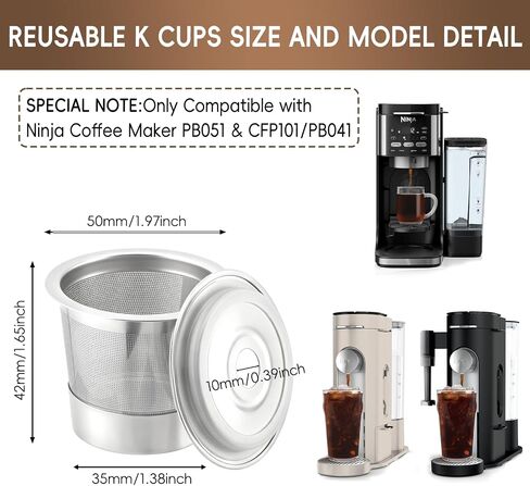 4 Pack Reusable K Cups and Coffee Pods for Ninja Coffee Maker PB051 & CFP101/PB041 304 Stainless Steel Reusable K Pod Permanent K Cups Filters Coffee Accessories with 1 Scoop in Saudi Arabia