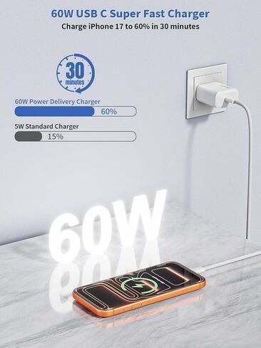 [Apple MFi Certified]60W USBC Charger Fast Charging,2Pack USBC Fast Charger in Kuwait