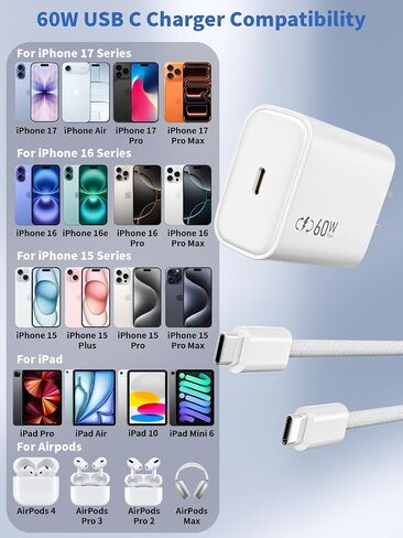 [Apple MFi Certified]60W USBC Charger Fast Charging,2Pack USBC Fast Charger in Kuwait