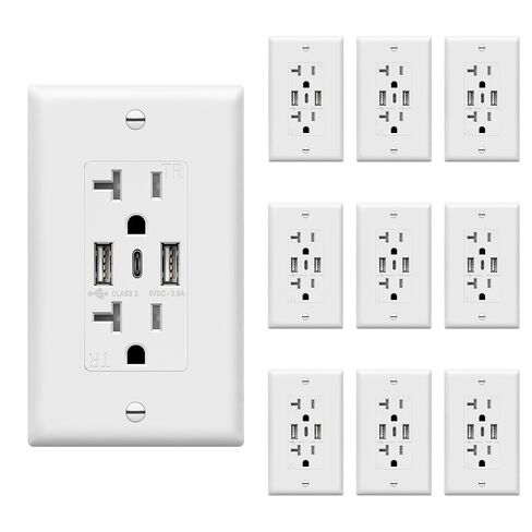 TOPGREENER 4.2A Dual Type A&C USB Wall Outlet, Charging Power Receptacle in Kuwait