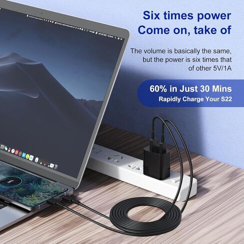 6ft/10ft منفذ مزدوج 45W iPhone 17 16 15 شاحن كتلة شحن سريع وكابل USB C طويل إلى النوع C سلك شاحن لـ Apple iPhone 17 Pro Max/17 Air/16 Pro/16/15 Pro/15 Plus/Mini/iPad Plug Cube/Samsung in Kuwait
