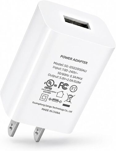 USB Wall Charger 5V 2A Power Adapter, 10W USB Charger Block Compatible with iPhone 17/16/15/14/13/12/11, Samsung Galaxy, iPad, Kindle and Android Devices, UL Listed in Kuwait