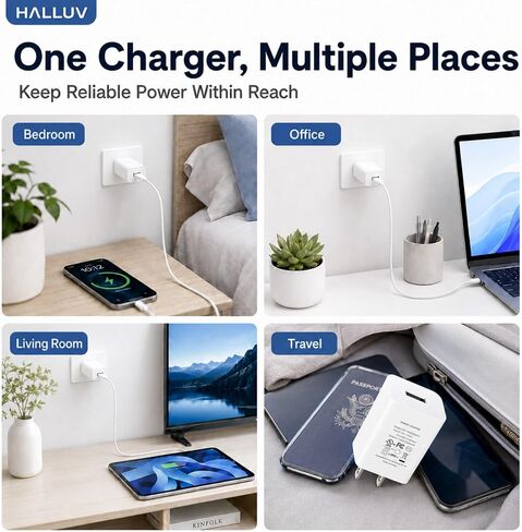 USB Wall Charger 5V 2A Power Adapter, 10W USB Charger Block Compatible with iPhone 17/16/15/14/13/12/11, Samsung Galaxy, iPad, Kindle and Android Devices, UL Listed in Kuwait