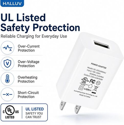 USB Wall Charger 5V 2A Power Adapter, 10W USB Charger Block Compatible with iPhone 17/16/15/14/13/12/11, Samsung Galaxy, iPad, Kindle and Android Devices, UL Listed in Kuwait
