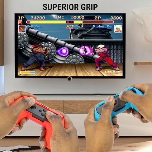 Orzly Grips compatible with Nintendo Switch Joy-Cons for Extra Comfort - TWIN PACK (1x RED & 1x BLUE) Universal Sided Grip Attachments for use with Nintendo Switch Joy-Cons in Kuwait
