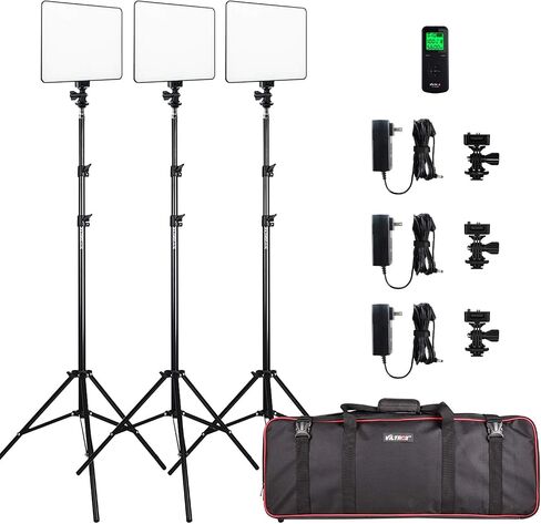 VILTROX Bi-Color LED Video Light Panel Lighting Kit Includes: 3300K-5600K CRI 95 LED Light Panel with Hot Shoe Adapter/Light Stand/Remote Controller and AC Adapter in Kuwait