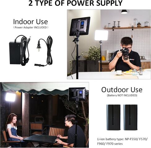 VILTROX Bi-Color LED Video Light Panel Lighting Kit Includes: 3300K-5600K CRI 95 LED Light Panel with Hot Shoe Adapter/Light Stand/Remote Controller and AC Adapter in Kuwait