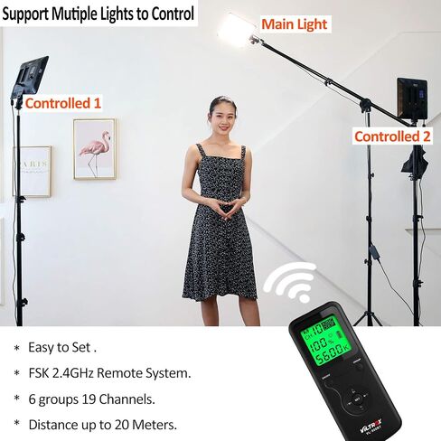 VILTROX Bi-Color LED Video Light Panel Lighting Kit Includes: 3300K-5600K CRI 95 LED Light Panel with Hot Shoe Adapter/Light Stand/Remote Controller and AC Adapter in Kuwait