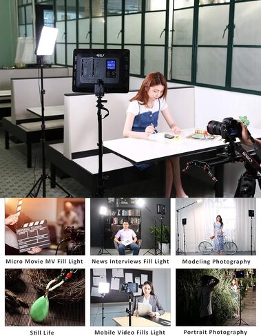 VILTROX Bi-Color LED Video Light Panel Lighting Kit Includes: 3300K-5600K CRI 95 LED Light Panel with Hot Shoe Adapter/Light Stand/Remote Controller and AC Adapter in Kuwait