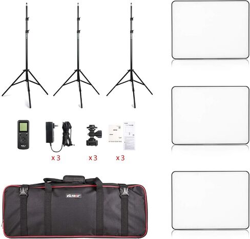 VILTROX Bi-Color LED Video Light Panel Lighting Kit Includes: 3300K-5600K CRI 95 LED Light Panel with Hot Shoe Adapter/Light Stand/Remote Controller and AC Adapter in Kuwait