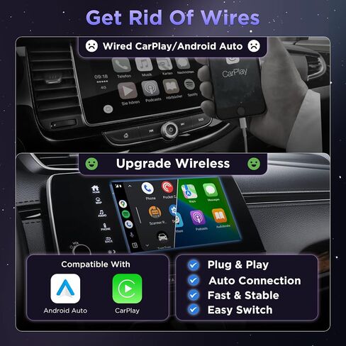 MSXTTLY 2in1 Wireless Carplay Adapter, Android Auto Wireless Adapter in Kuwait