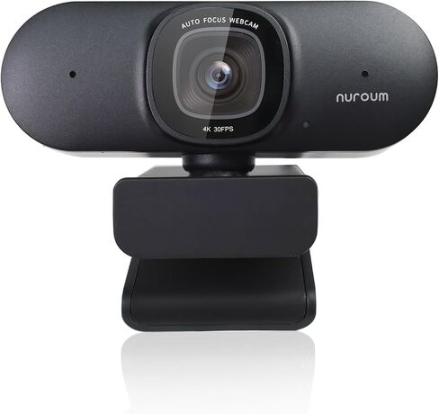NUROUM V15-AFL Streaming Webcam with Ring Light, Autofocus Webcam for PC w/Dual Mic, 1080P 60fps, 75° FOV&Light Correction, USB Web Camera Plug&Play for Zoom/Teams/OBS/Xsplit, Streaming, Grey in Saudi Arabia