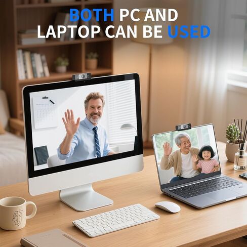 24MP 4K Ultra HD Web Camera with Microphone, USB Computer Camera for PC, Laptop, Mac, Plug and Play Desktop Web Cam for Streaming, Zoom, Teams, 4K Webcam with Auto Light Correction & Wide Angle in Kuwait