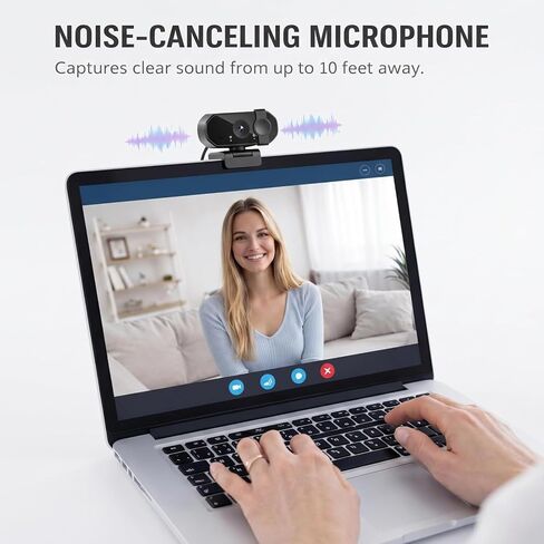 Webcam for PC, 1080P Streaming Camera, Web Camera for Desktop/Laptop Computer Webcam with Microphone, Plug and Play USB Web Cam, for Live Streaming, Video Calls in Kuwait