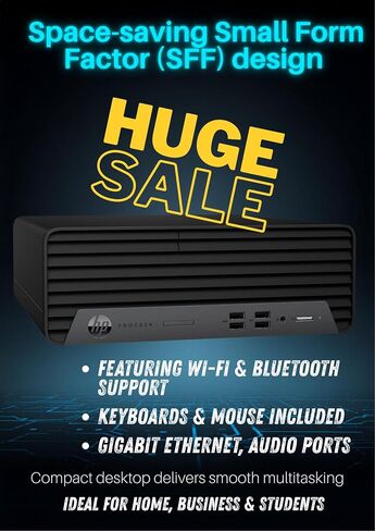 HP ProDesk G7 SFF Desktop Computer, Intel Processor, Dual 4K Display Support| 32GB RAM, 1TB Storage HDD & 128GB SSD| Wi-Fi| Bluetooth| HDMI| Wins 11 Pro| Keyboard & Mouse| Business & Personal Use in Kuwait