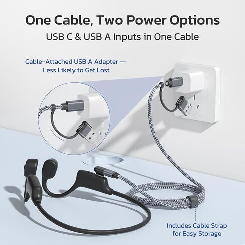 RUXELY 2-in-1 USB C Charging Cable for Shokz Headphone 1.2M 2Pack in Kuwait