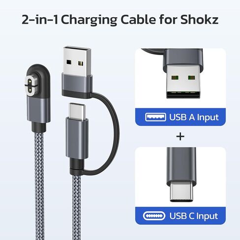 RUXELY 2-in-1 USB C Charging Cable for Shokz Headphone 1.2M 2Pack in Kuwait
