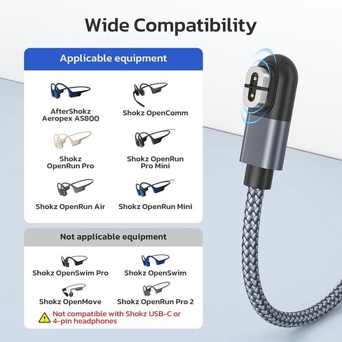 RUXELY 2-in-1 USB C Charging Cable for Shokz Headphone 1.2M 2Pack in Kuwait