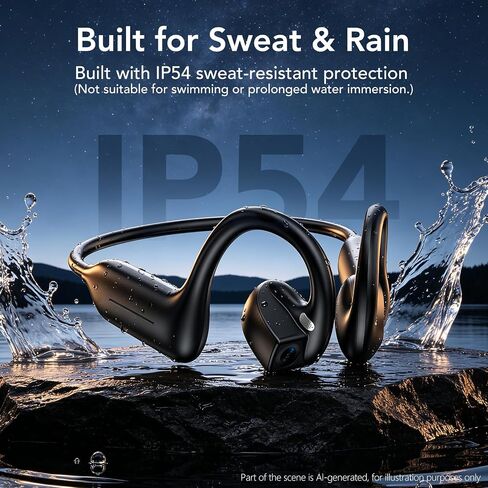 BEARTAIN E12 Bone Conduction Headphones with Camera, Hand-Free POV Camera Headphones, AI Functions, IP54 Waterproof, Bluetooth Open-Ear Wireless Sports Headset for Running Cycling with APP in Saudi Arabia