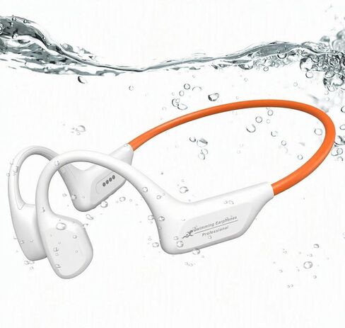 IP68 Waterproof Swimming Headphones, Bone Conduction Bluetooth 6.0 Headphones, Built-in 32GB MP3 Player, Soft Lightweight Open-Ear Design for Swimming Marathons Showers Cycling(Blue in Kuwait