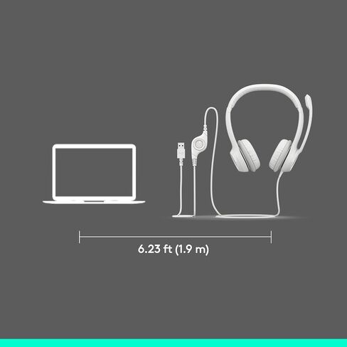 Logitech H390 Gaming Headphones, Wired Headphones with Mic, USB Headset with Microphone for PC, Noise Cancelling Microphone for Video Meetings, Music, Gaming - Off White Total Count 48, Pack of 4 in Kuwait