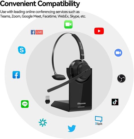 Discover Boomstick – Wireless Bluetooth Headset with Microphone | Bluetooth 5.1 USB Dongle Headset for Softphone, Computer, Laptop, Mobile Phone, and Tablet (Single Speaker) in Kuwait
