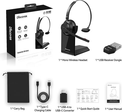 Discover Boomstick – Wireless Bluetooth Headset with Microphone | Bluetooth 5.1 USB Dongle Headset for Softphone, Computer, Laptop, Mobile Phone, and Tablet (Single Speaker) in Kuwait