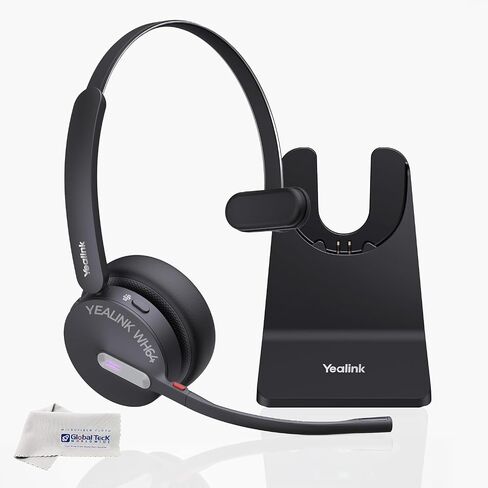 Yealink WH64 Wireless DECT Headset & Bluetooth MS Duo, Teams & Zoom Compatible, Acoustic Shield 2.0, 3-Mic Noise Cancellation, All-Day Comfort, Plug & Play for PC, Phone & UC Platforms, Long Battery in Kuwait