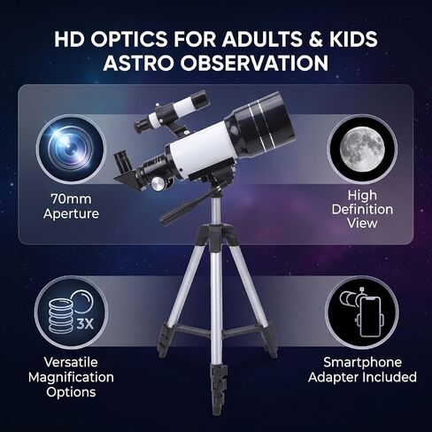 ASHATA 70mm Aperture Telescope for Kids Adults, 300mm Refractor with Tripod in Kuwait