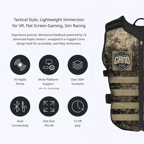 bHaptics Starter Bundle Camo | TactSuit Air Camo & TactSleeve for VR & PC Gaming | Sim Racing, Music in Kuwait