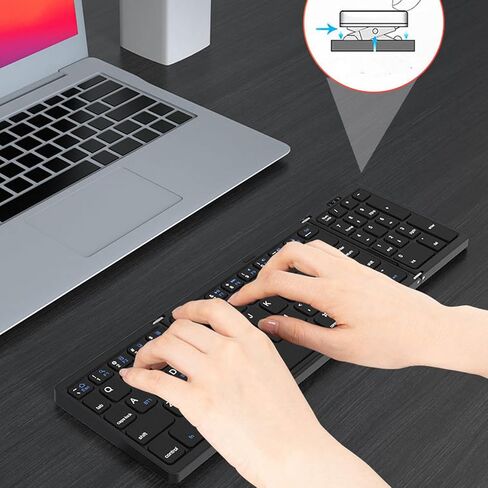 Dpofirs Wireless Keyboard and Mouse Set, Foldable Bluetooth Keyboard with Number Pad for Phone Tablet, Rechargeable Dual Device for Office Travel in Kuwait