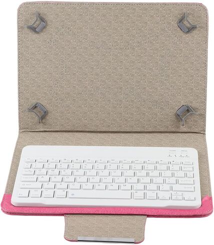 Fabater Bluetooth Keyboard for Tablet 10in, PU Leather Case with Stand, Wireless Keyboard for Android iOS, Ultra Slim Portable Bluetooth 3.0 for Huge Screen (10-inch + Leather case Rose red) in Kuwait
