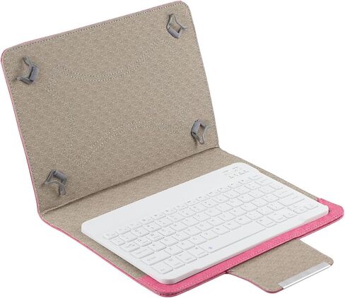 Fabater Bluetooth Keyboard for Tablet 10in, PU Leather Case with Stand, Wireless Keyboard for Android iOS, Ultra Slim Portable Bluetooth 3.0 for Huge Screen (10-inch + Leather case Rose red) in Kuwait