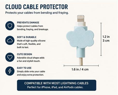Cloud Cable Protector – 3D Printed Plastic Universal Cord Guard for Charging Cables, USB Leads and Desk Cable Organisation in Saudi Arabia