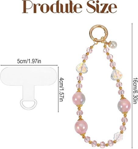 Sparkling Pink Crystal Phone Charm with Round Pearl Charms in Kuwait