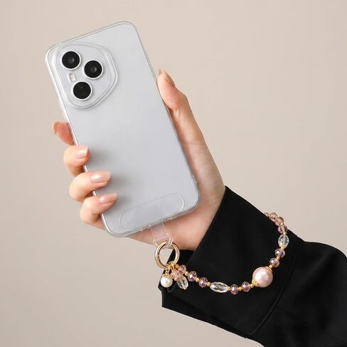 Sparkling Pink Crystal Phone Charm with Round Pearl Charms in Kuwait