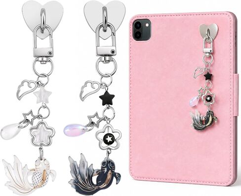 WEDDINGHELPER 2PCS Koi Fish Charm Chains, Y2K Black White Couple Koi Keychain, Cute Lucky Fish Bag Charm, E-reader Pendant Accessories for Kindle Phone Camera Bag Decor Gift in Saudi Arabia
