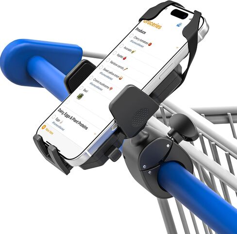 Shopping Cart Phone Holder, [Anti Shake Silicone Strap] Grocery Cart Phone Mount, 360° Rotation Carts Handlebar Cellphone Clamp for List, Coupon, Delivery App, Fits iPhone, Galaxy, 4-7" Phones in Kuwait