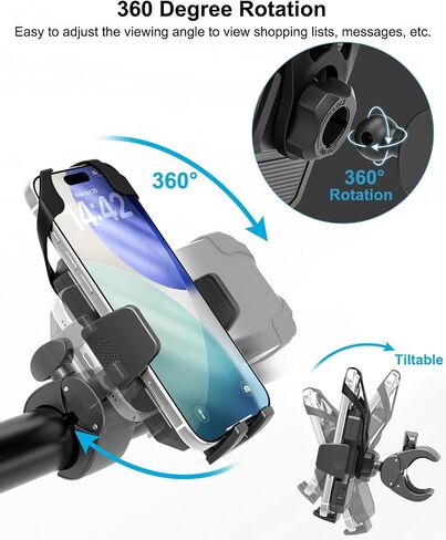 Shopping Cart Phone Holder, [Anti Shake Silicone Strap] Grocery Cart Phone Mount, 360° Rotation Carts Handlebar Cellphone Clamp for List, Coupon, Delivery App, Fits iPhone, Galaxy, 4-7" Phones in Kuwait