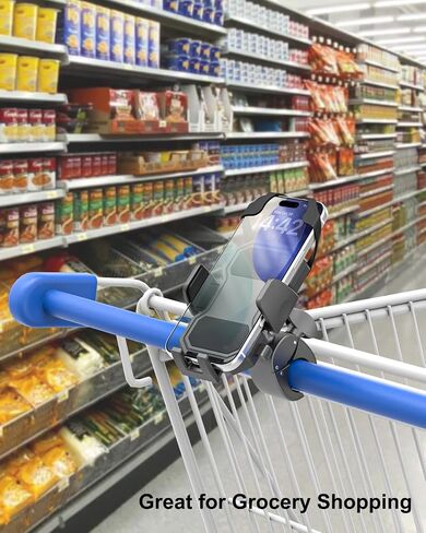 Shopping Cart Phone Holder, [Anti Shake Silicone Strap] Grocery Cart Phone Mount, 360° Rotation Carts Handlebar Cellphone Clamp for List, Coupon, Delivery App, Fits iPhone, Galaxy, 4-7" Phones in Kuwait