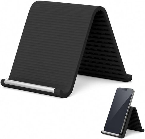 Flexible Silicone Phone Holder,Foldable Silicone Phone Holder,Flexible Phone Stand,Adjustable Foldable Holder for Phones Tablets Laptops, Portable Tablet Stand(Black) in Saudi Arabia