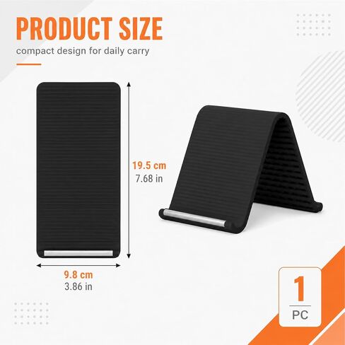 Flexible Silicone Phone Holder,Foldable Silicone Phone Holder,Flexible Phone Stand,Adjustable Foldable Holder for Phones Tablets Laptops, Portable Tablet Stand(Black) in Saudi Arabia