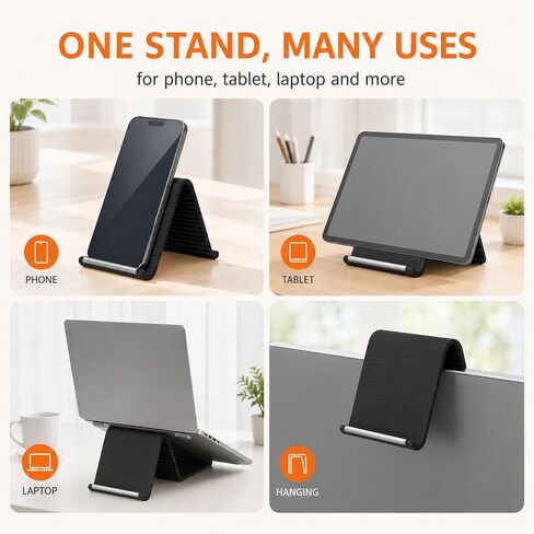 Flexible Silicone Phone Holder,Foldable Silicone Phone Holder,Flexible Phone Stand,Adjustable Foldable Holder for Phones Tablets Laptops, Portable Tablet Stand(Black) in Saudi Arabia