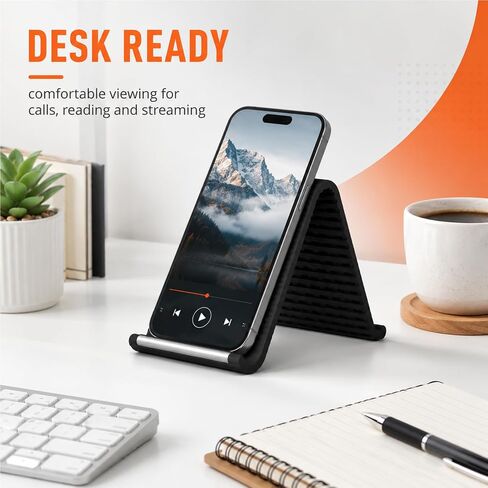 Flexible Silicone Phone Holder,Foldable Silicone Phone Holder,Flexible Phone Stand,Adjustable Foldable Holder for Phones Tablets Laptops, Portable Tablet Stand(Black) in Saudi Arabia
