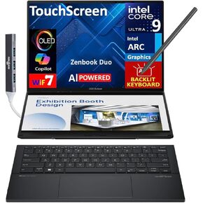 ASUS Zenbook Duo ux8406 AI Powered 2-in-1 Laptop 14.0" Touchscreen OLED 3K 120Hz Display (Intel Ultra 9-285H, 32GB LPDDR5X, 2TB PCIe SSD, Active Pen, Backlit KB, Win 11 Home) w/DKZ USB Port Expander in Kuwait