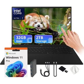 LG Gram 17" WQXGA Touch Business Copilot+ PC Laptop, Intel Ultra 7 258V, 32GB RAM, 2TB Storage(1TB SSD+1TB Dock), Long Battery, 3.22lbs Ultra Light, Dual Thunderbolt 4,Wi-Fi 7, Win 11 Pro, Black in Kuwait