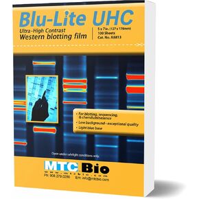 DSC MTC Bio A8815 BluLite™ UHC 8x10 Autoradiography Film - High Contrast, High Sensitivity, Double Emulsion, Wide Compatibility, and Cost-Effective (100 Sheets/Box) in Kuwait