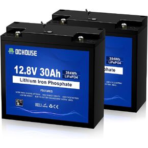 DC HOUSE 2 Pack 12V 30Ah LiFePO4 Battery with DC Port for Trolling Motor in Kuwait