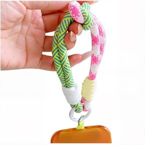 Color Blocking Cell Phone Wrist Strap Cute Braided Rope Phone Charm Wrist Strap With Tether Tab Short Woven Phone Wristlet Strap Key Lanyard for Women Girls Camera Cellphone Case Keychain Wristlet in Kuwait